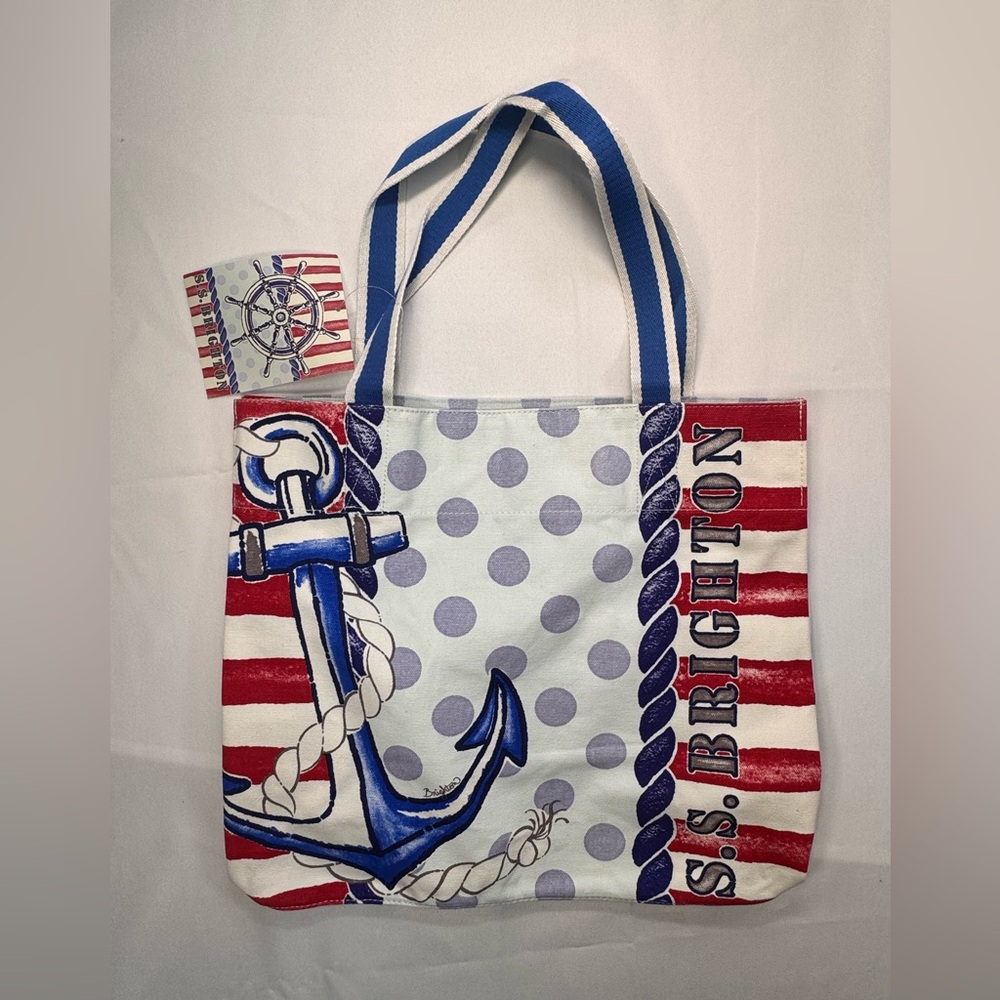 Brighton S.S. Brighton Tote | NWT | Nautical Hand-Printed Canvas Beach Bag